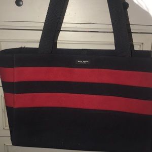Kate spade wool red and black striped tote